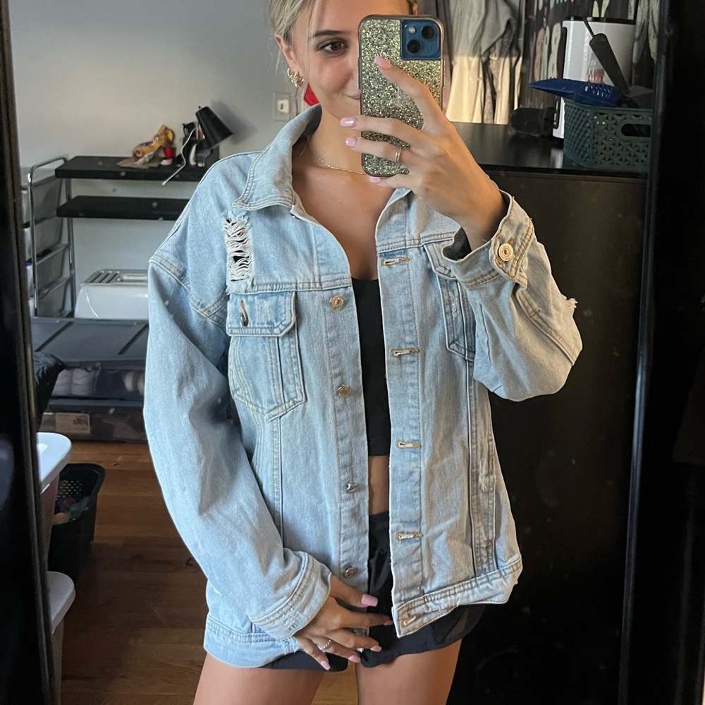 distressed jean jacket